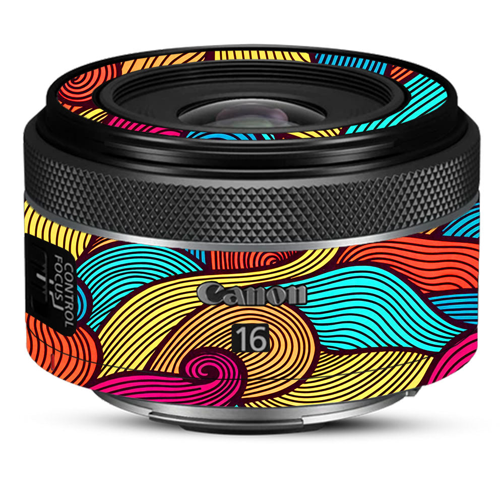 Retro Colorful Doodle Art Pattern Canon RF 16mm f/2.8 STM Camera Lens Skin