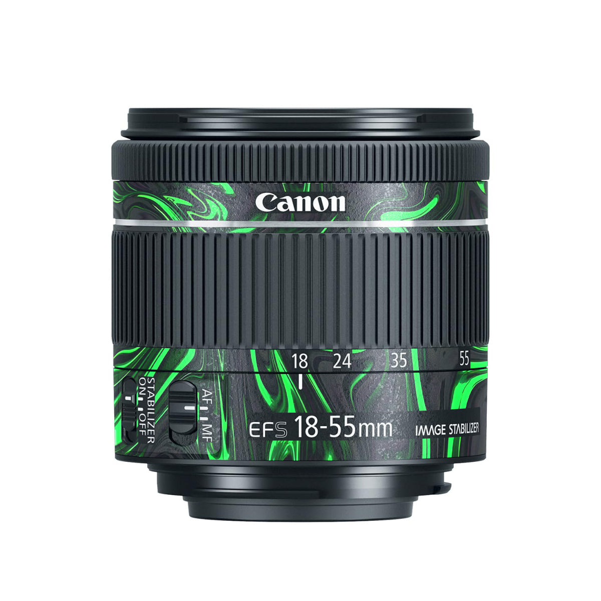 Green Liquid Pattern Canon EF-S 18-55mm F/4-5.6 IS STM Camera Lens Skin