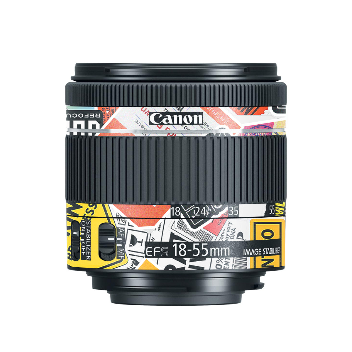 Tech Aesthetic Sticker Collage Canon EF-S 18-55mm F/4-5.6 IS STM Camera Lens Skin