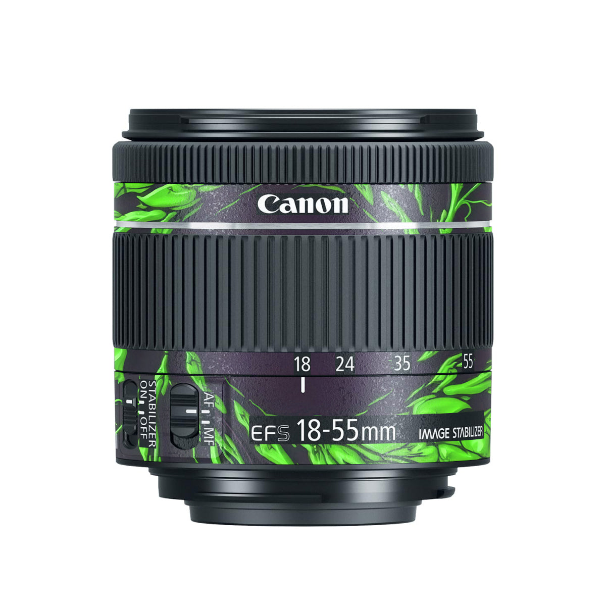 Venom Green Canon EF-S 18-55mm F/4-5.6 IS STM Camera Lens Skin