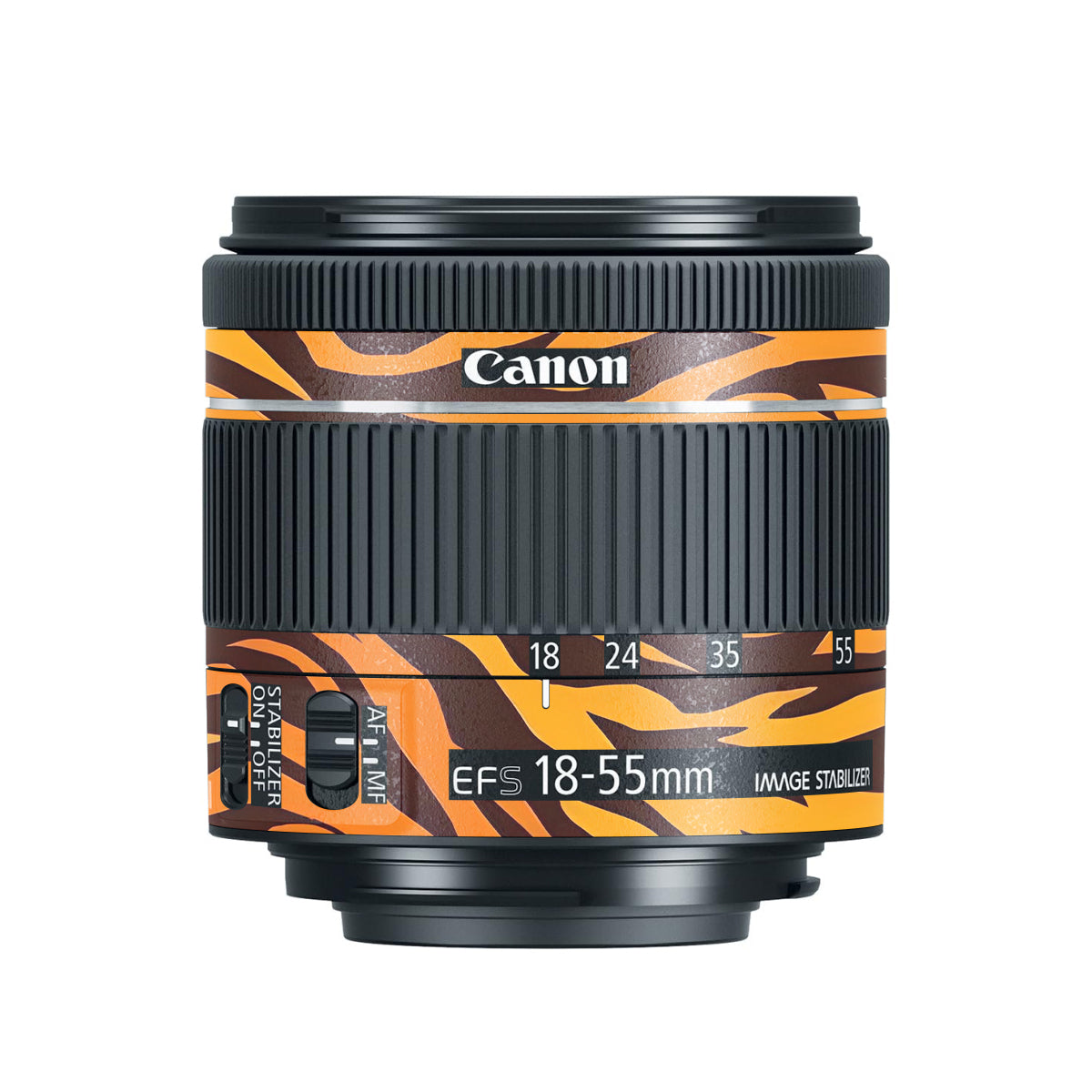 Wild Tiger Stripes Canon EF-S 18-55mm F/4-5.6 IS STM Camera Lens Skin
