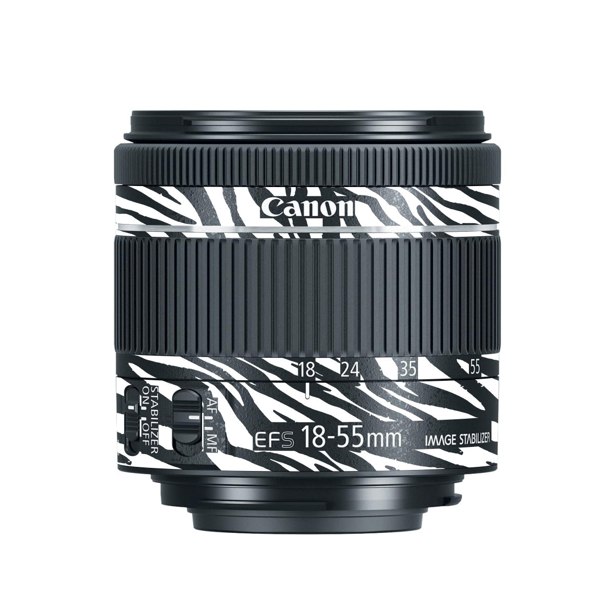 Classic Zebra Stripes Canon EF-S 18-55mm F/4-5.6 IS STM Camera Lens Skin