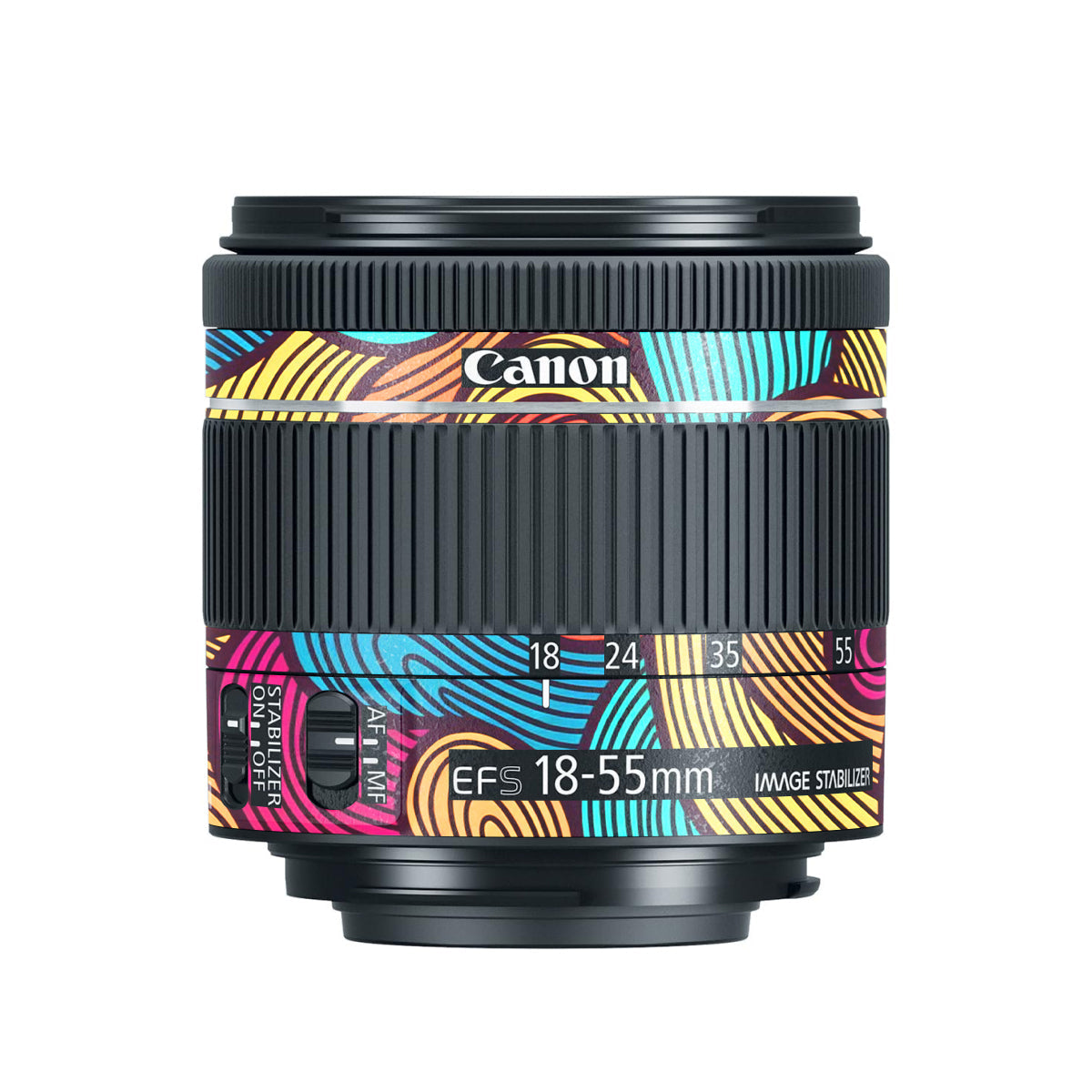 Retro Colorful Doodle Art Pattern Canon EF-S 18-55mm F/4-5.6 IS STM Camera Lens Skin
