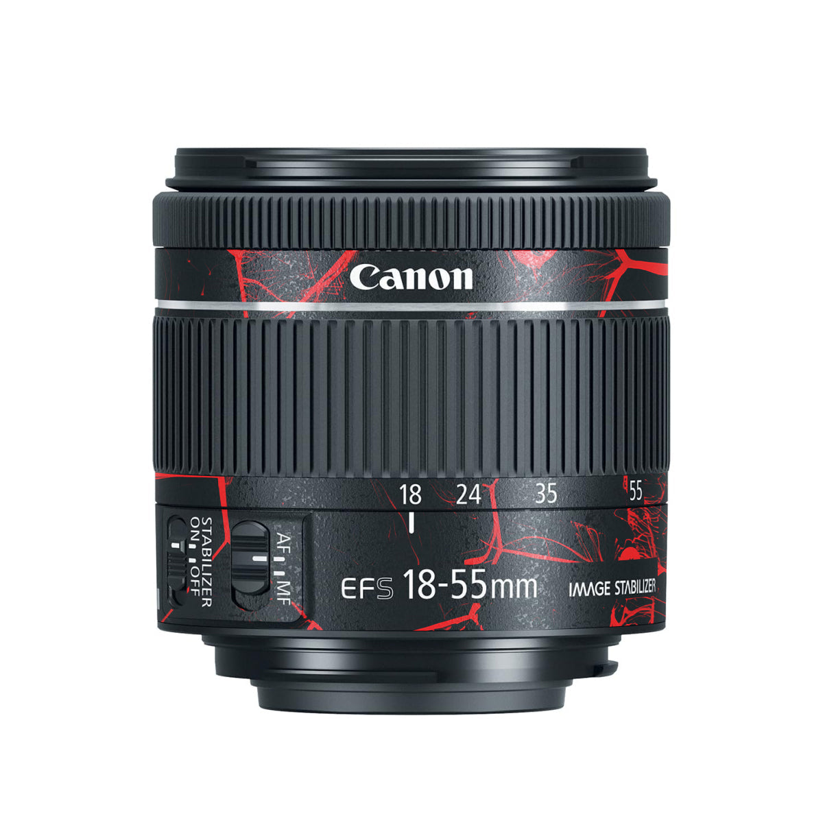 Red Neural Grid Canon EF-S 18-55mm F/4-5.6 IS STM Camera Lens Skin