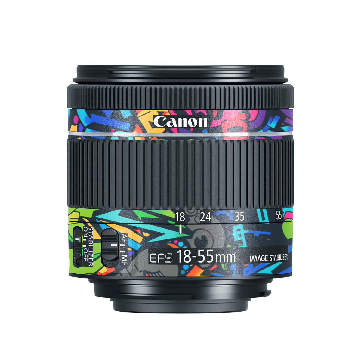 Colorful Urban Street Art Lettering Canon EF-S 18-55mm F/4-5.6 IS STM Camera Lens Skin