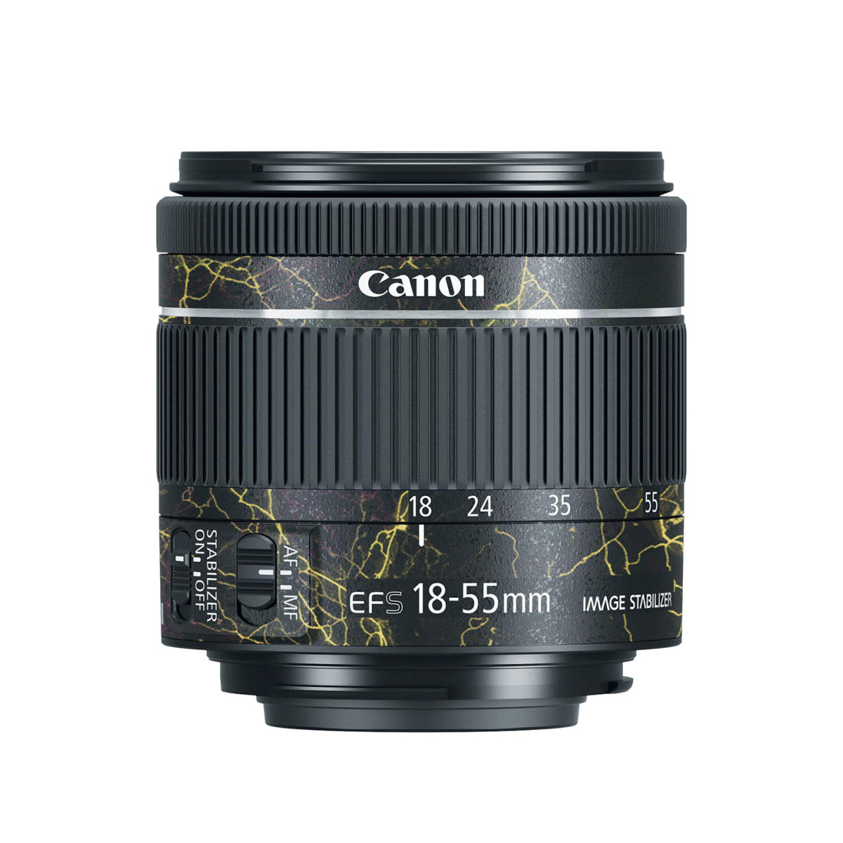 Electric Gold Veins Canon EF-S 18-55mm F/4-5.6 IS STM Camera Lens Skin