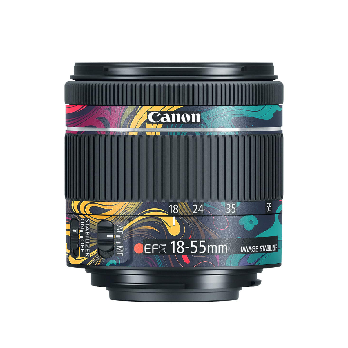 Psychedelic Color Swirl Canon EF-S 18-55mm F/4-5.6 IS STM Camera Lens Skin