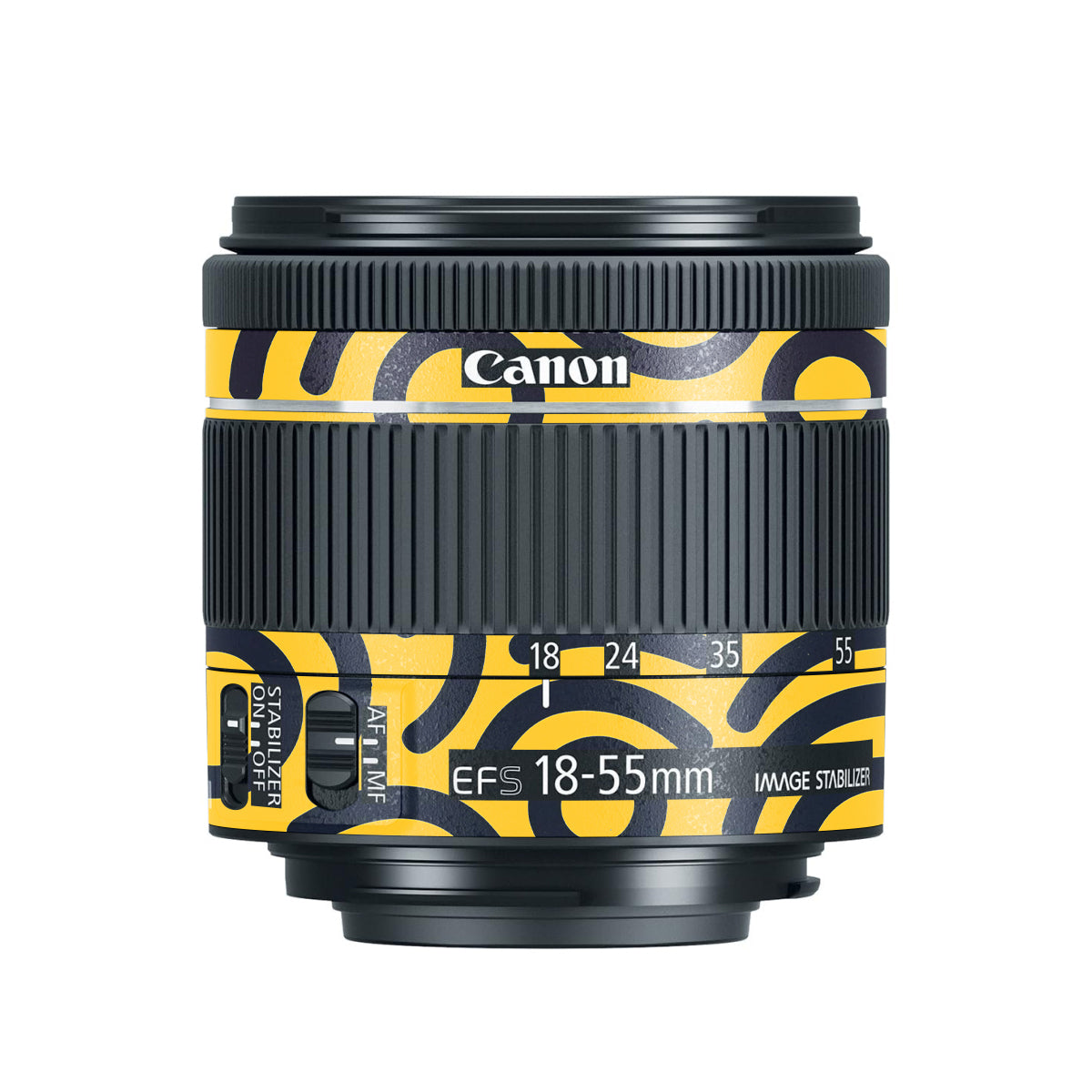 Minimal Yellow Wave Canon EF-S 18-55mm F/4-5.6 IS STM Camera Lens Skin