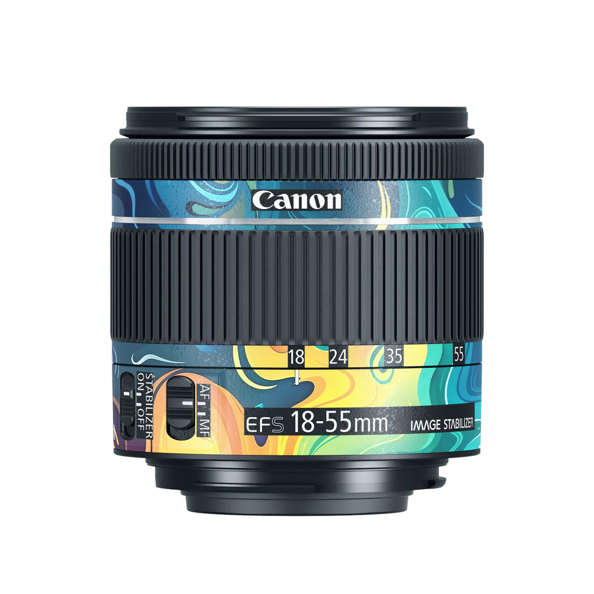Rainbow Liquid Fusion Canon EF-S 18-55mm F/4-5.6 IS STM Camera Lens Skin