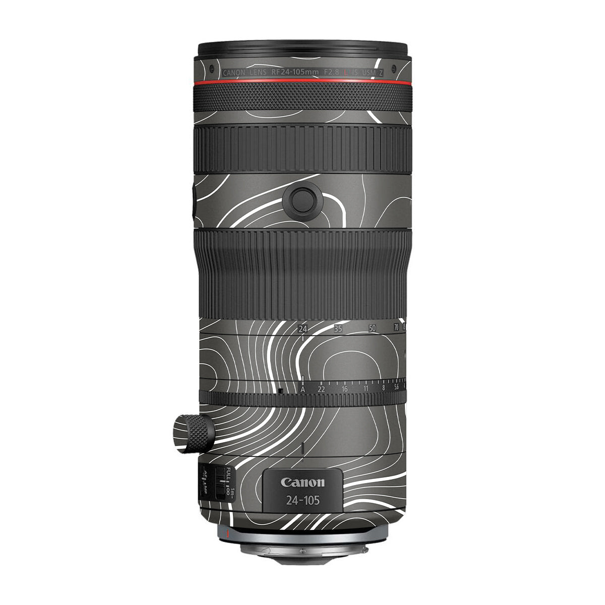 Grayscale Topographic Lines Canon RF 24-105mm F/2.8 L IS USM Z Camera Lens Skin