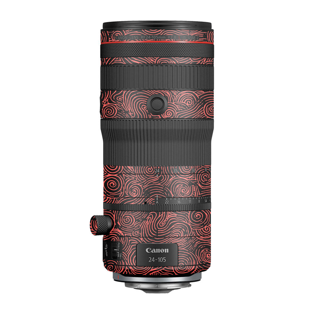 Red Spirals Canon RF 24-105mm F/2.8 L IS USM Z Camera Lens Skin