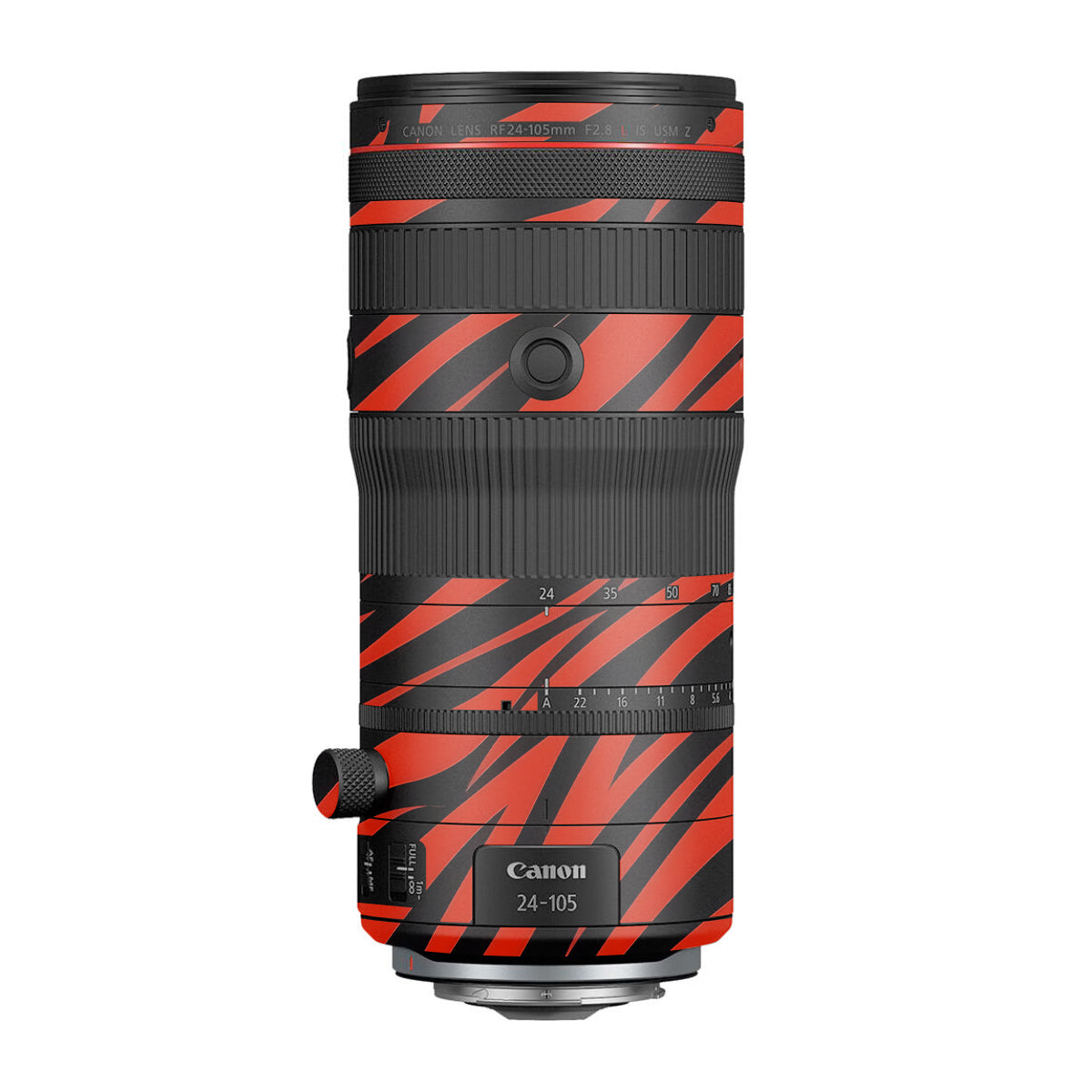 Red and Black Stripes Canon RF 24-105mm F/2.8 L IS USM Z Camera Lens Skin