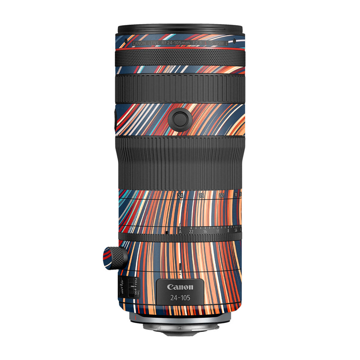 Retro Abstract Striped Swirl Canon RF 24-105mm F/2.8 L IS USM Z Camera Lens Skin