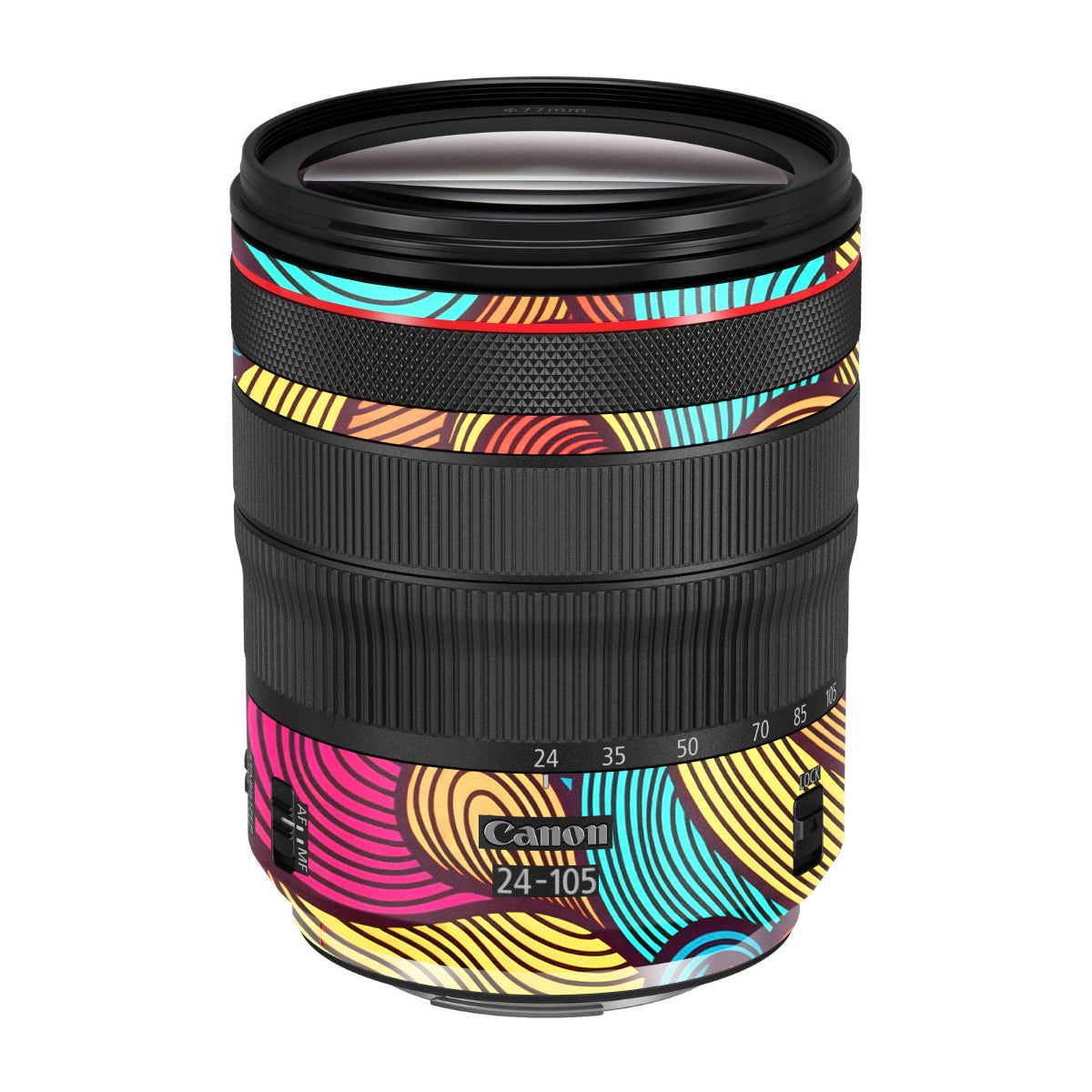 Retro Colorful Doodle Art Pattern Canon EF 24-105mm F/4 L IS Macro USM Camera Lens Skin