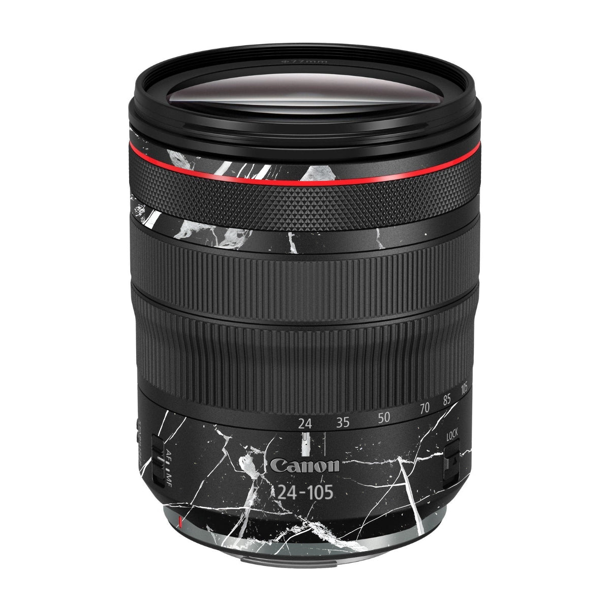 White Veins on Black Canon RF 24-105mm F/4 Camera Lens Skin
