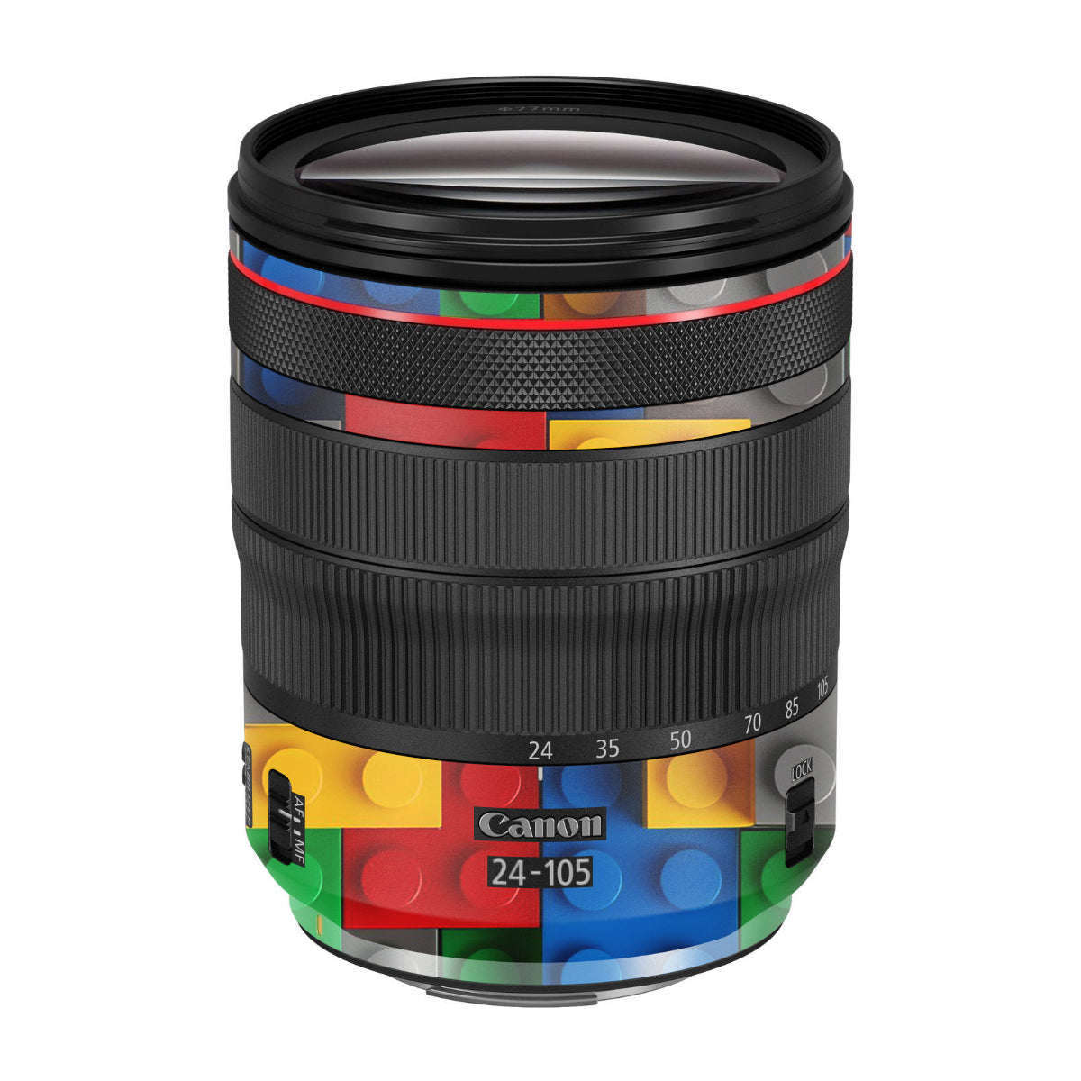 Colorful LEGO Brick Wall Pattern Canon RF 24-105mm F/4 Camera Lens Skin