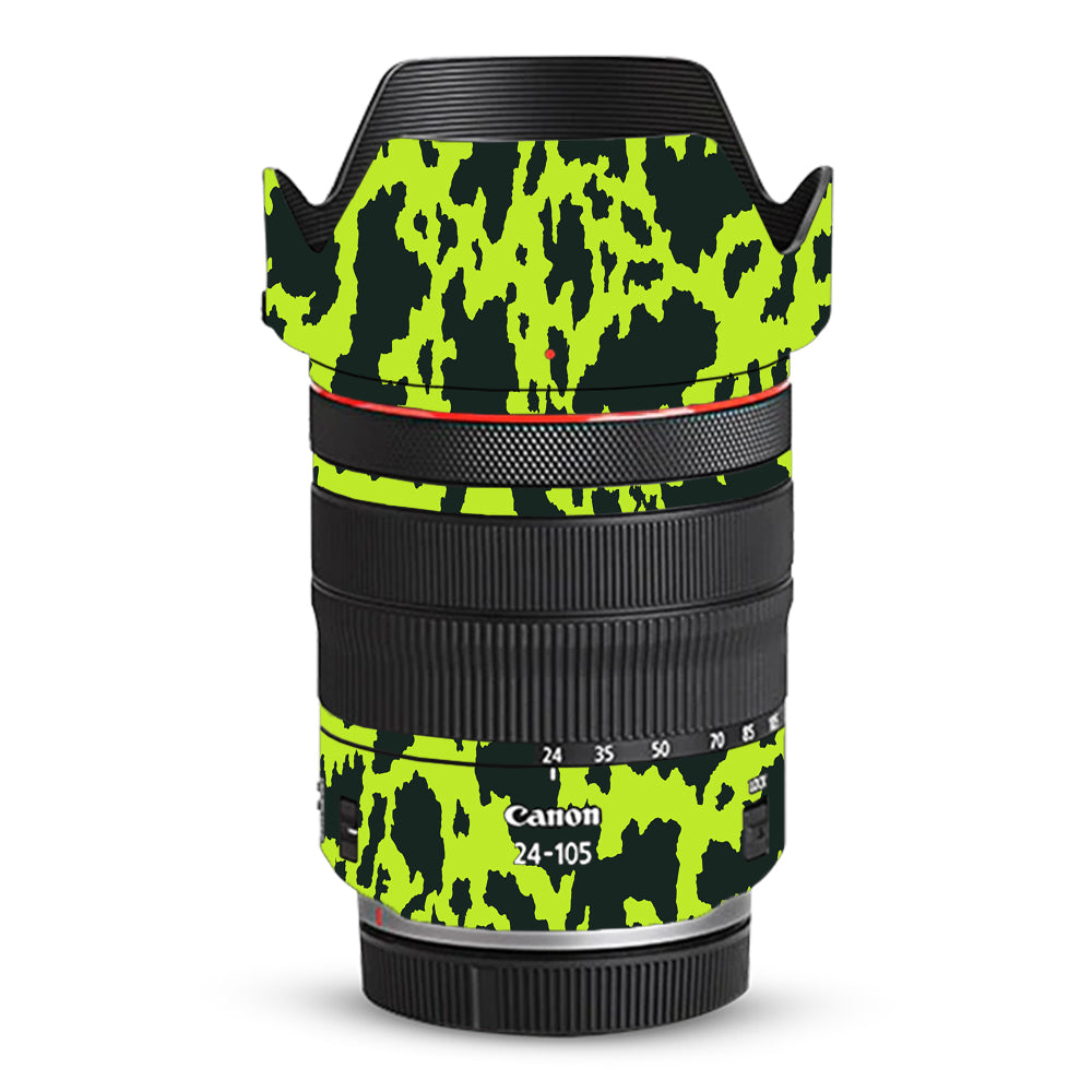 Neon Green Splatter Canon RF 24–105mm f/4L IS USM Camera Lens Skin
