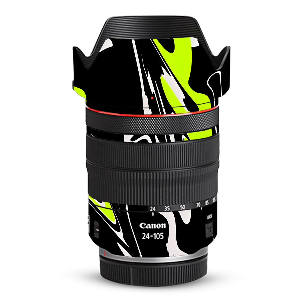 Neon Green and Black Pattern Canon RF 24–105mm f/4L IS USM Camera Lens Skin