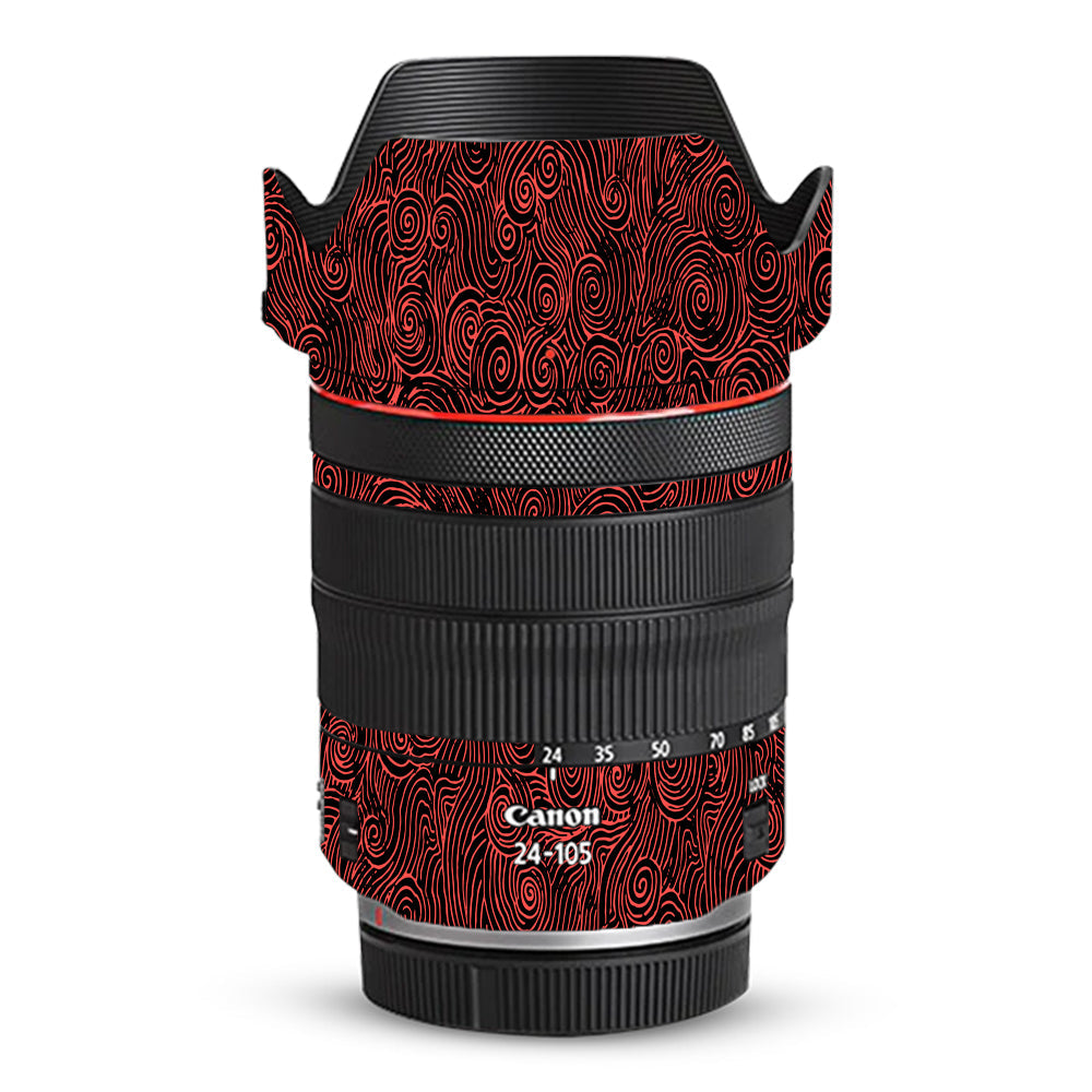 Red Spirals Canon RF 24–105mm f/4L IS USM Camera Lens Skin