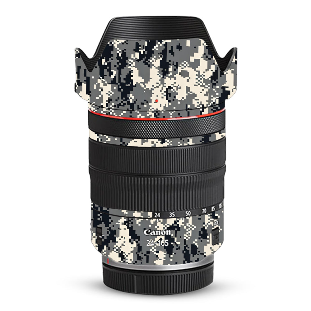 Grey Black Pixel Canon 24-105mm Camera Lens Skin