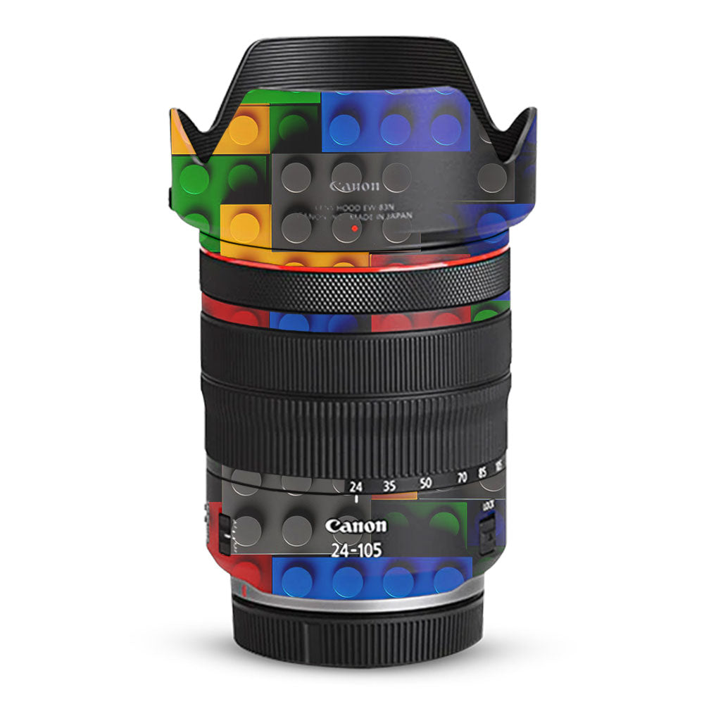 Colorful LEGO Brick Wall Pattern Canon RF 24–105mm f/4L IS USM Camera Lens Skin