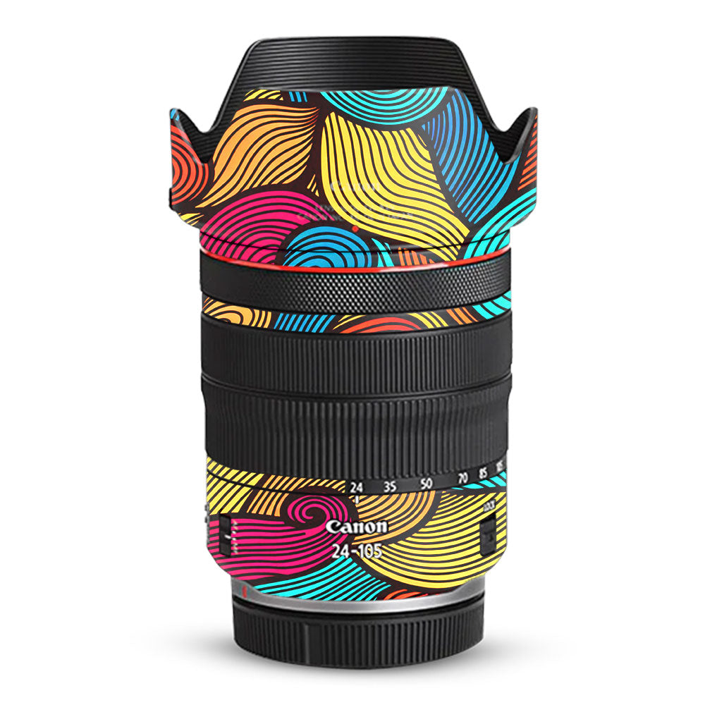 Retro Colorful Doodle Art Pattern Canon RF 24–105mm f/4L IS USM Camera Lens Skin