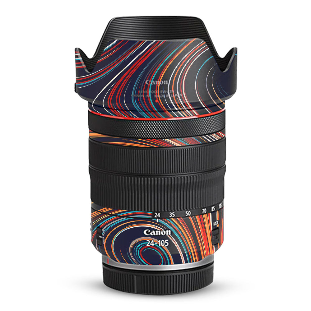 Retro Abstract Striped Swirl Canon RF 24–105mm f/4L IS USM Camera Lens Skin