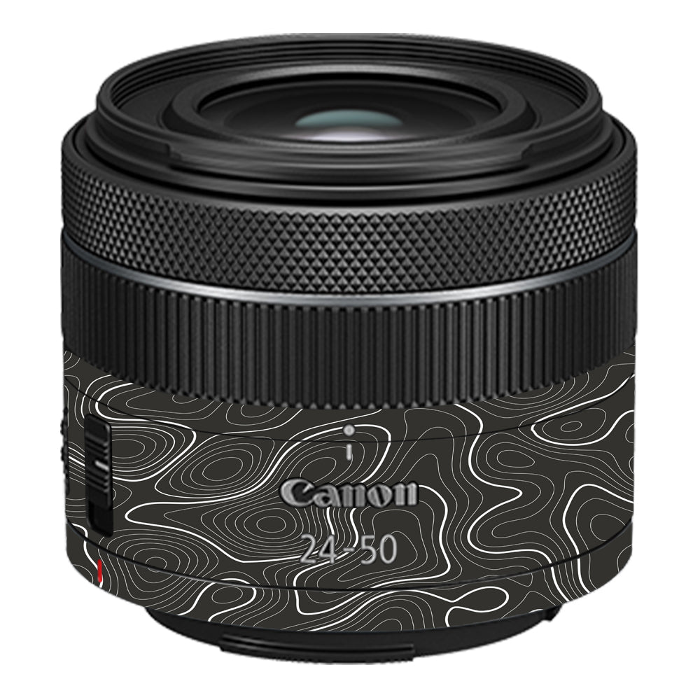 Grayscale Topographic Lines Canon RF 24–50mm f/4.5–6.3 IS STM Camera Lens Skin