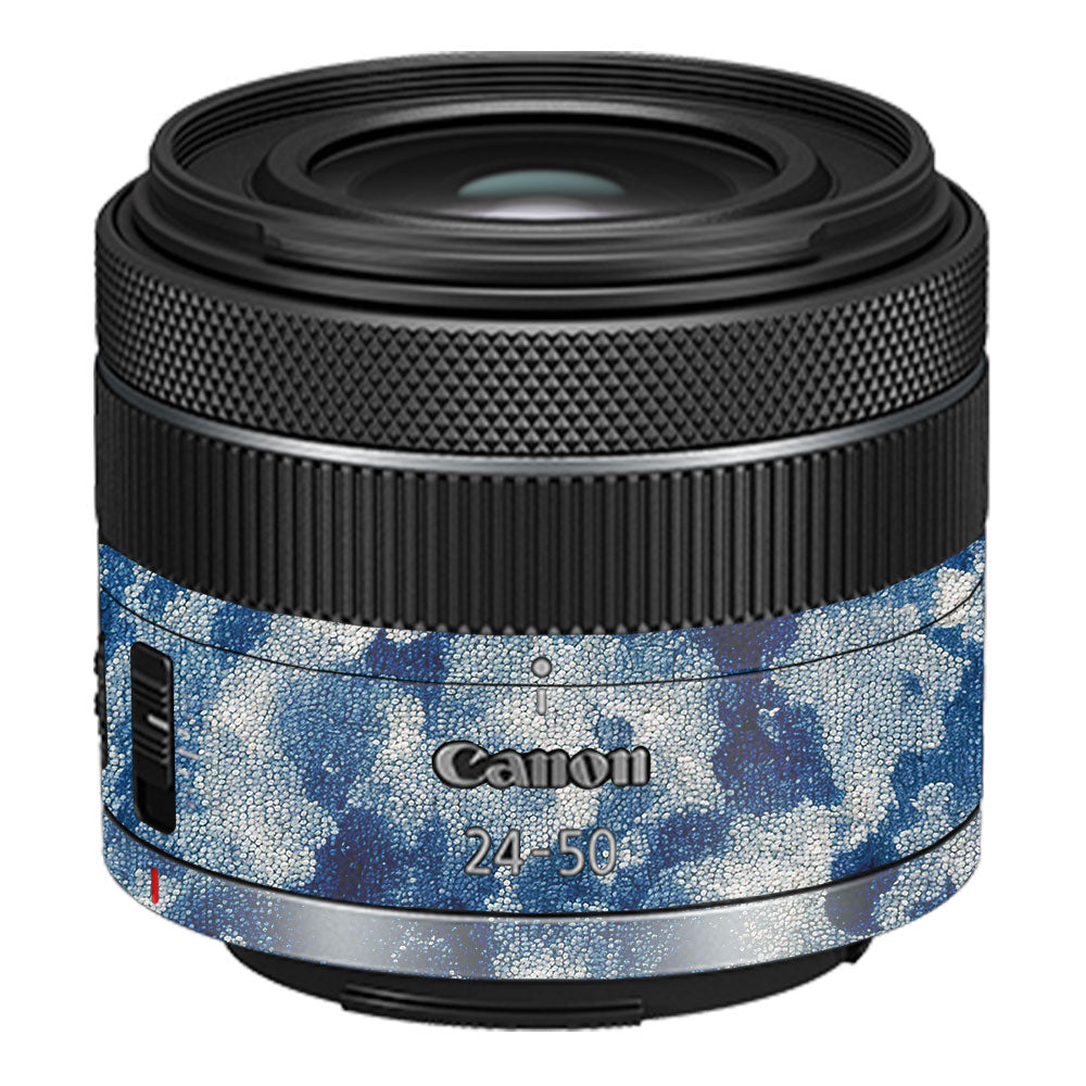 Blue Watercolor Fabric Canon RF 24–50mm f/4.5–6.3 IS STM Camera Lens Skin