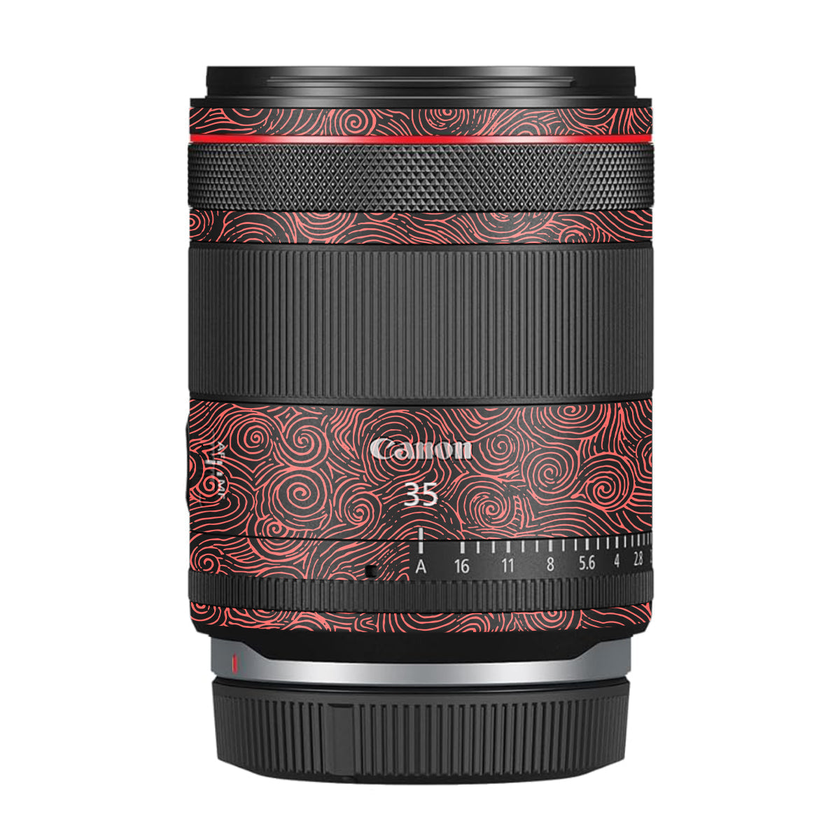 Red Spirals Canon RF 35mm F/1.4 VCM Camera Lens Skin