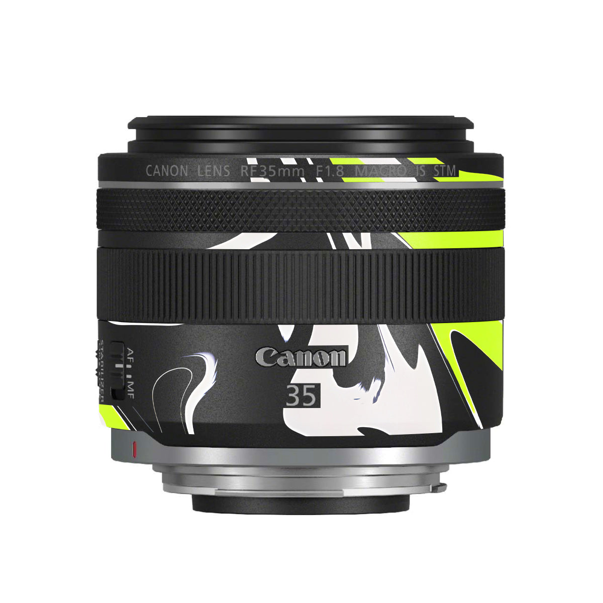 Neon Green and Black Pattern Canon RF 35mm F/1.8 Macro Camera Lens Skin
