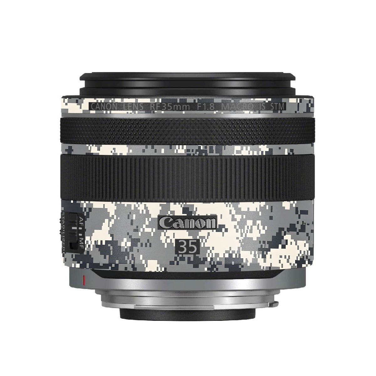 Grey Black Pixel Canon RF 35mm F/1.8 Macro Camera Lens Skin