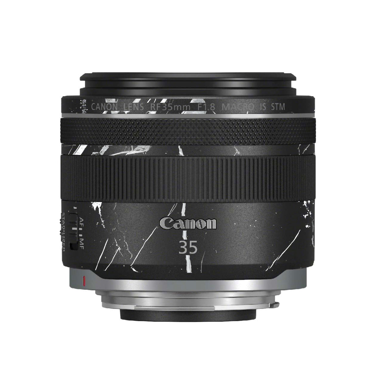 White Veins on Black Canon RF 35mm F/1.8 Macro Camera Lens Skin