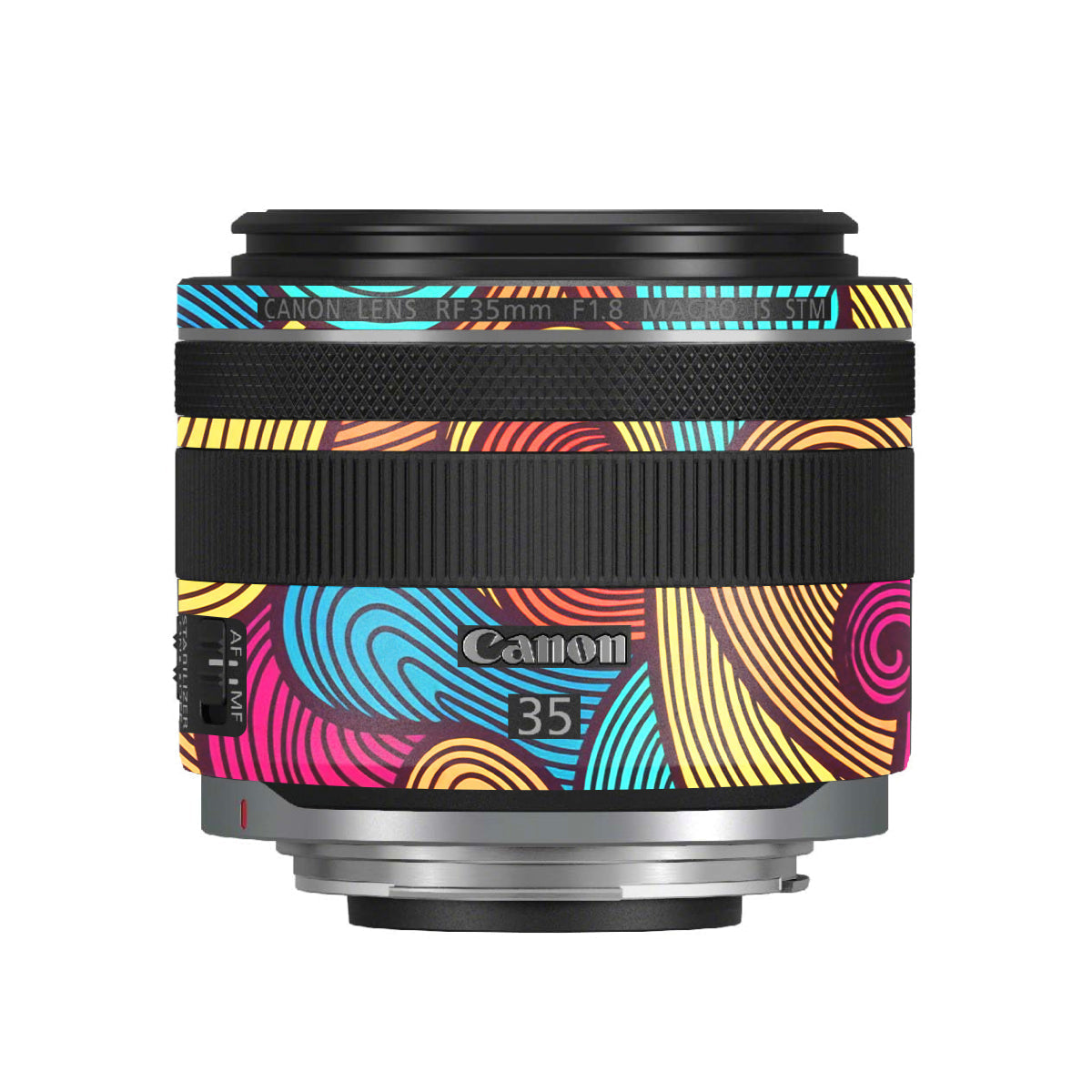 Retro Colorful Doodle Art Pattern Canon RF 35mm F/1.8 Macro Camera Lens Skin