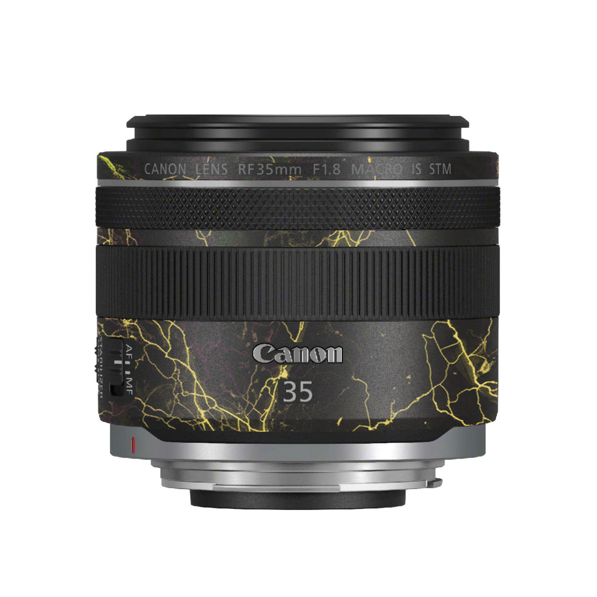 Electric Gold Veins Canon RF 35mm F/1.8 Macro Camera Lens Skin