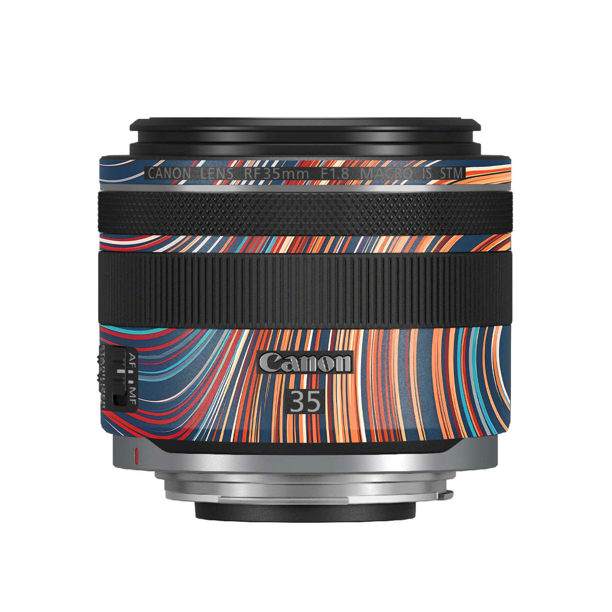 Retro Abstract Striped Swirl Canon RF 35mm F/1.8 Macro Camera Lens Skin