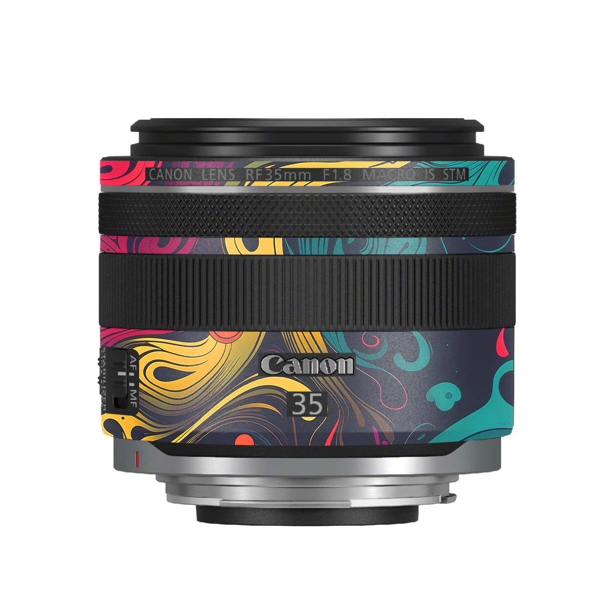 Psychedelic Color Swirl Canon RF 35mm F/1.8 Macro Camera Lens Skin