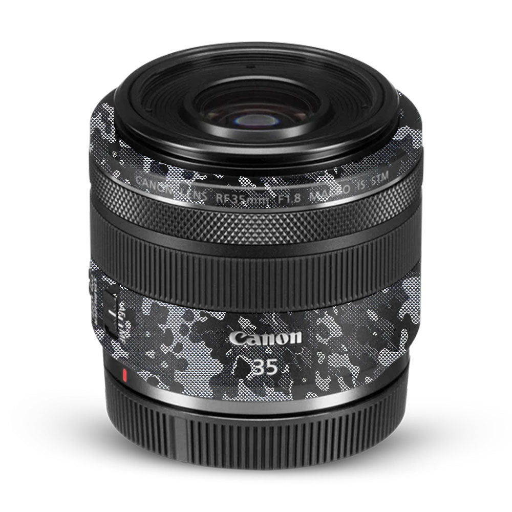 Stealth Grey Camo Canon RF 35mm f/1.8 IS Macro STM Camera Lens Skin