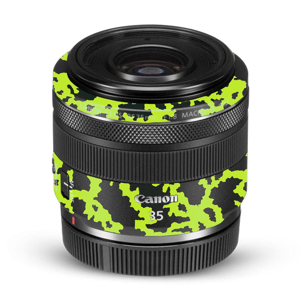 Neon Green Splatter Canon RF 35mm f/1.8 IS Macro STM Camera Lens Skin