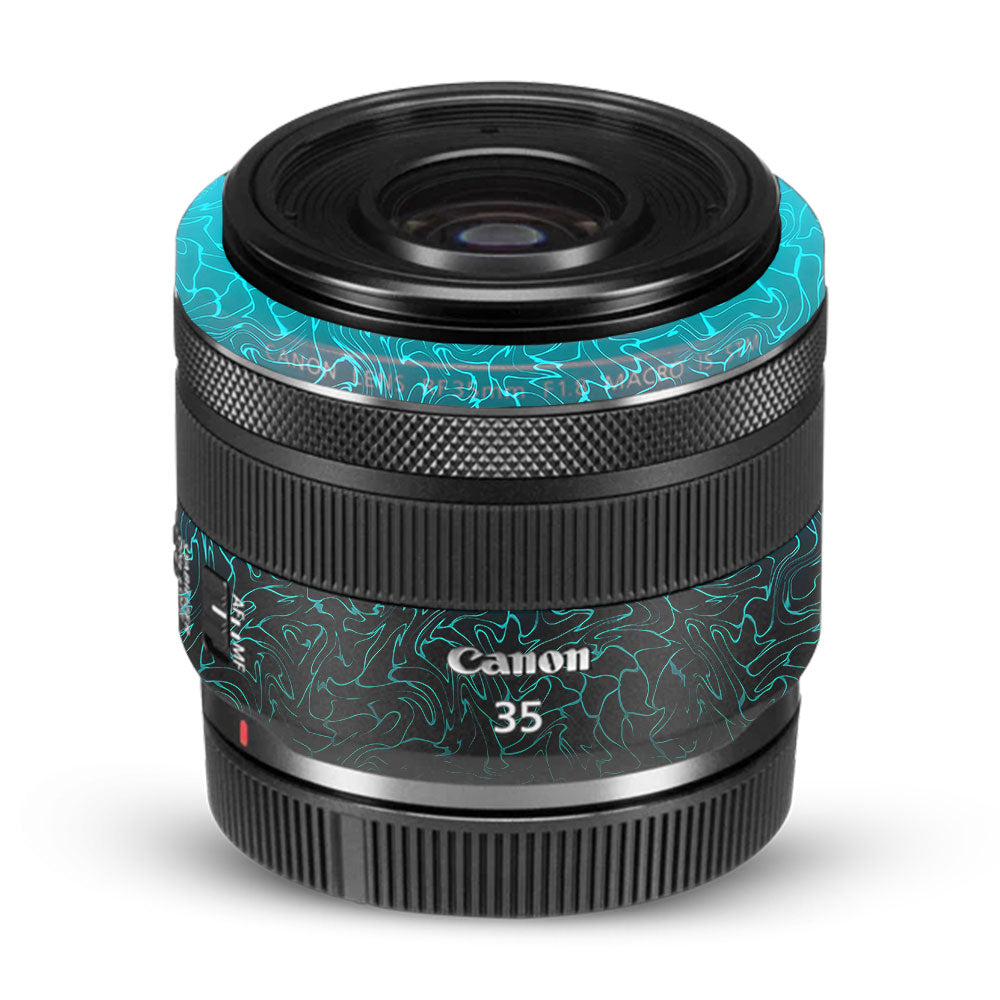 Cyan Blue to Black Gradient Canon RF 35mm f/1.8 IS Macro STM Camera Lens Skin