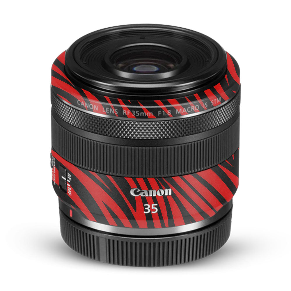 Red and Black Stripes Canon RF 35mm f/1.8 IS Macro STM Camera Lens Skin