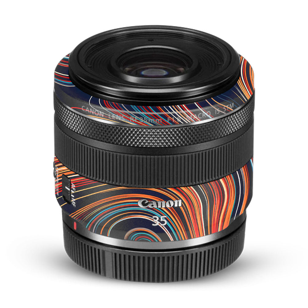 Retro Abstract Striped Swirl Canon RF 35mm f/1.8 IS Macro STM Camera Lens Skin