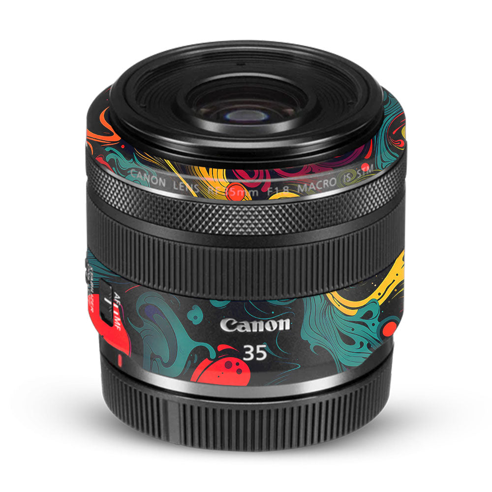 Psychedelic Color Swirl Canon RF 35mm f/1.8 IS Macro STM Camera Lens Skin