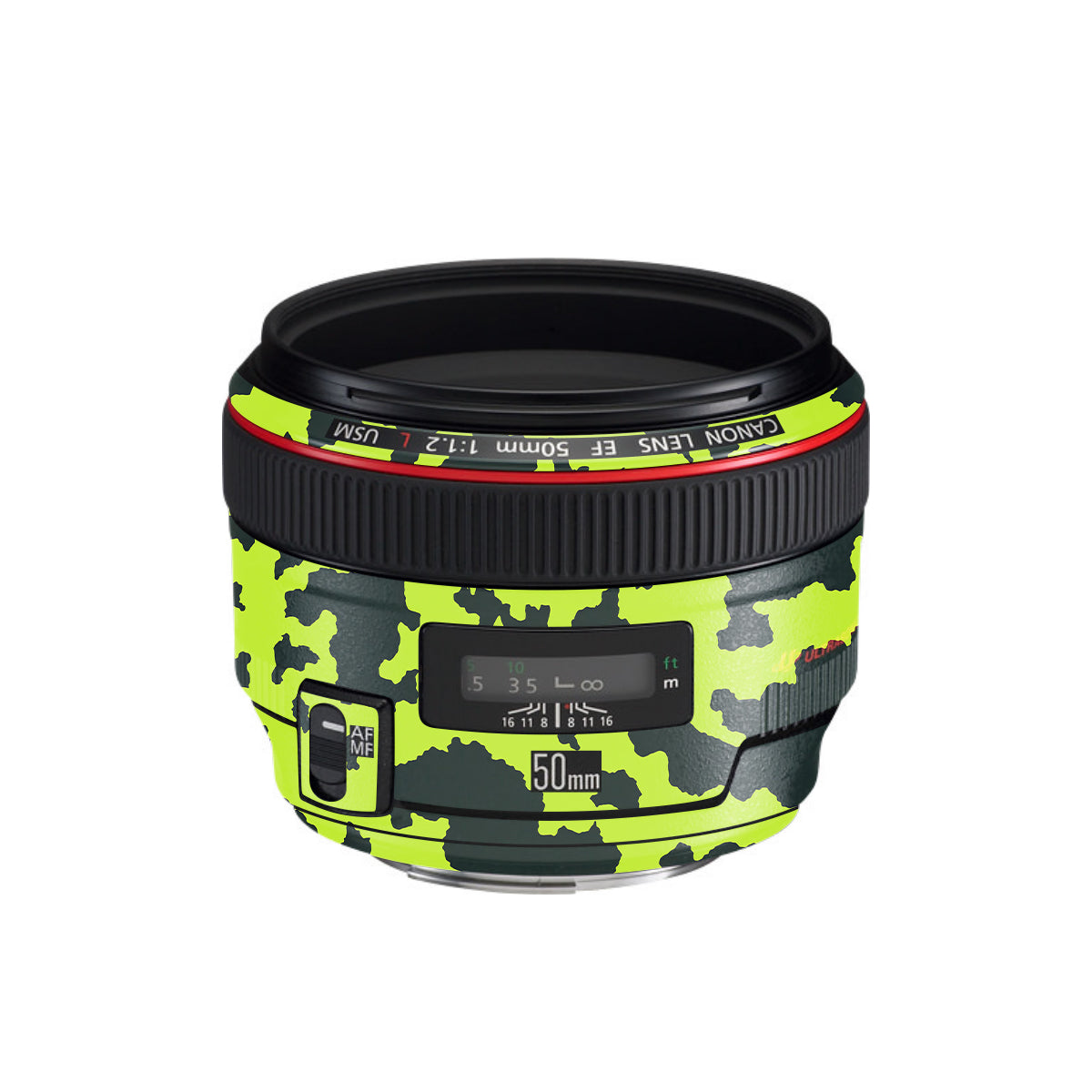 Neon Green Splatter Canon EF 50mm F/1.2 L USM Camera Lens Skin