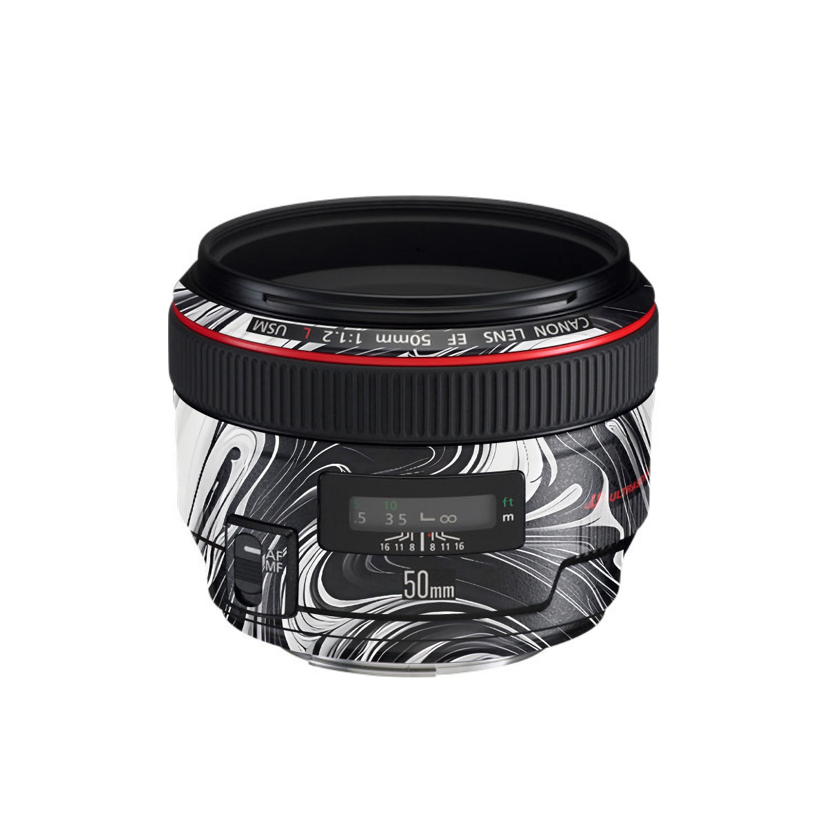 Black and White Marble Canon EF 50mm F/1.2 L USM Camera Lens Skin