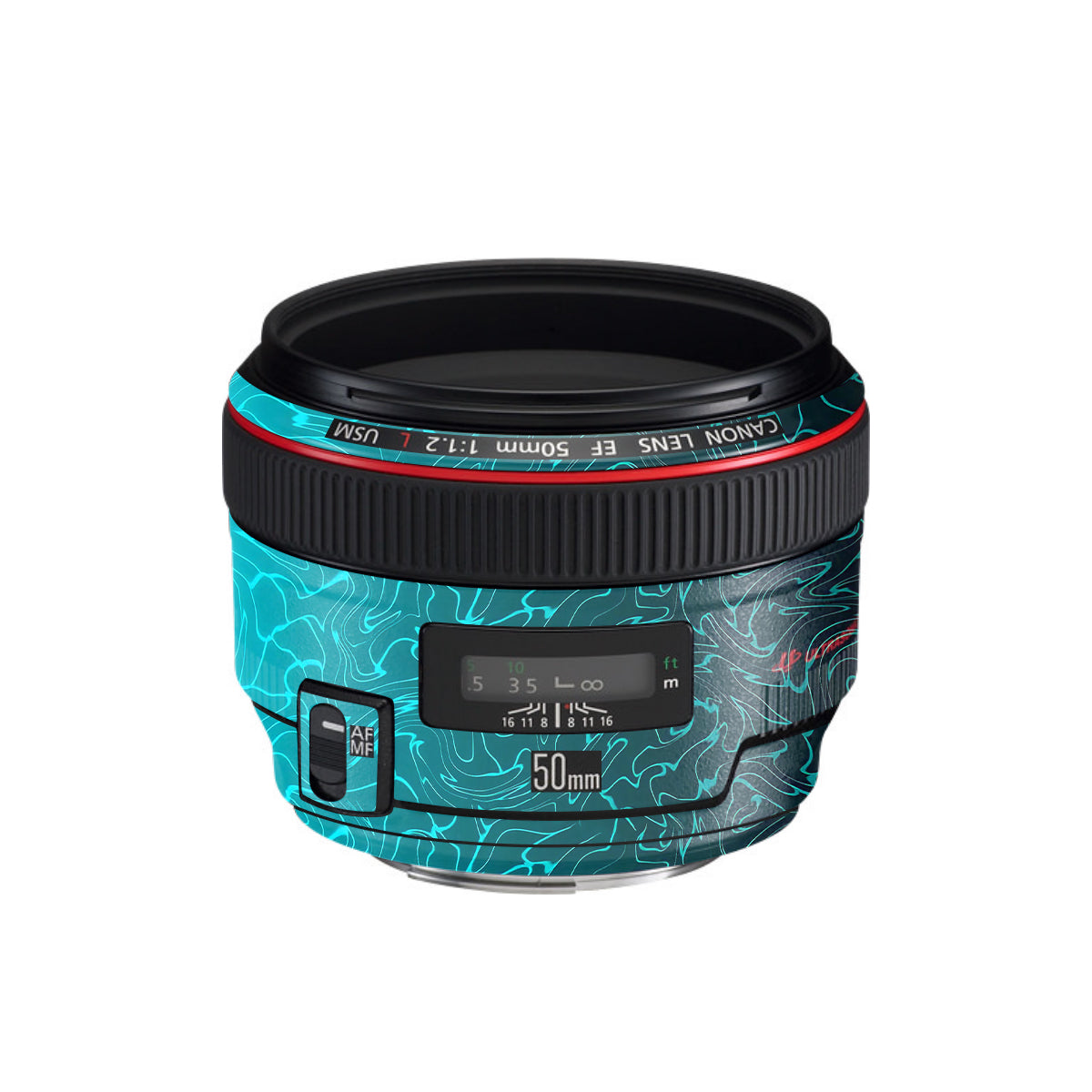 Cyan Blue to Black Gradient Canon EF 50mm F/1.2 L USM Camera Lens Skin