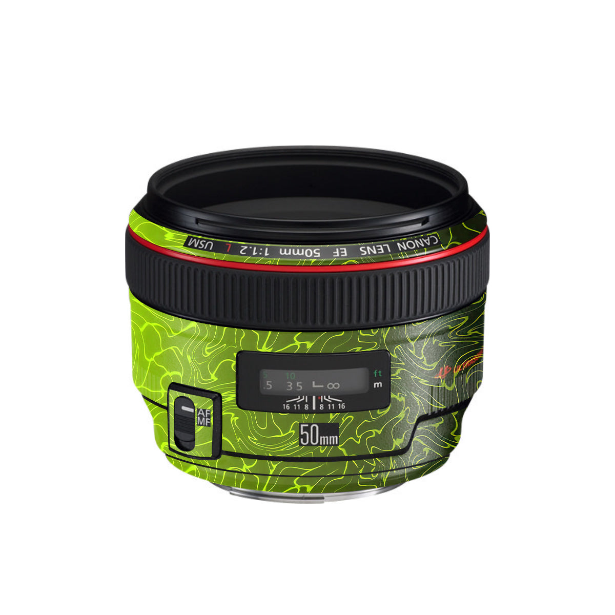 Lime Yellow to Black Gradient Canon EF 50mm F/1.2 L USM Camera Lens Skin