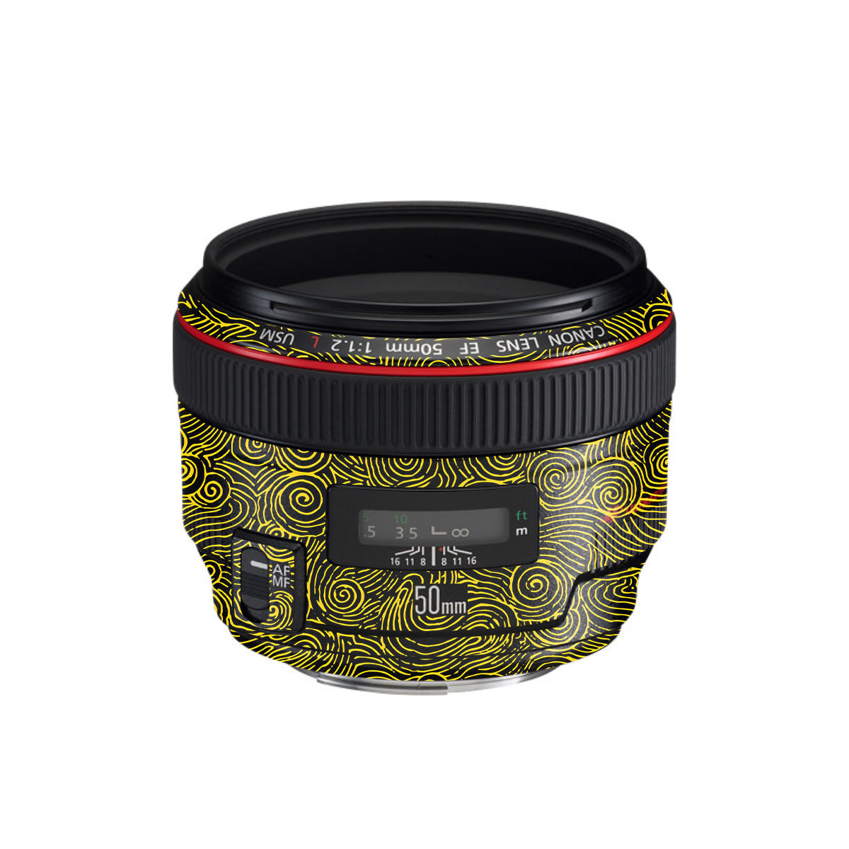 Yellow Spirals Canon EF 50mm F/1.2 L USM Camera Lens Skin