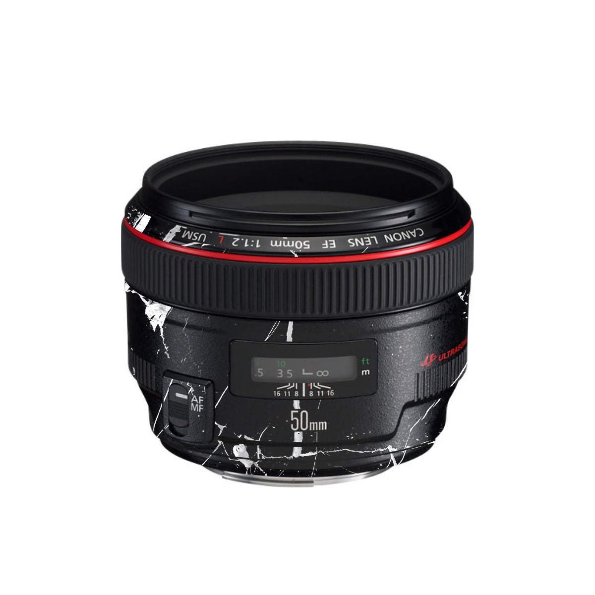 White Veins on Black Canon EF 50mm F/1.2 L USM Camera Lens Skin