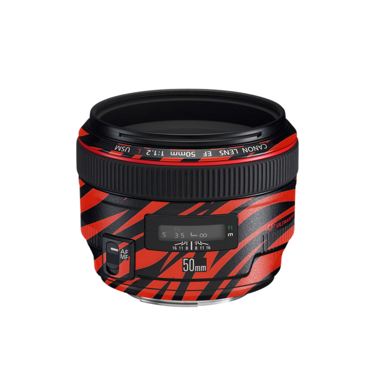 Red and Black Stripes Canon EF 50mm F/1.2 L USM Camera Lens Skin